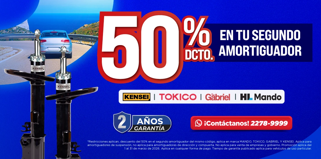 PROMOCIÓN 50% DCTO EN EL SEGUNDO AMORTIGUADOR HL MANDO, KENSEI, TOKICO Y GABRIEL