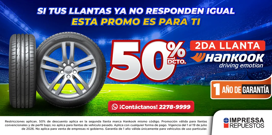 PROMOCIÓN 50% DE DESCUENTO EN LA SEGUNDA LLANTA HANKOOK