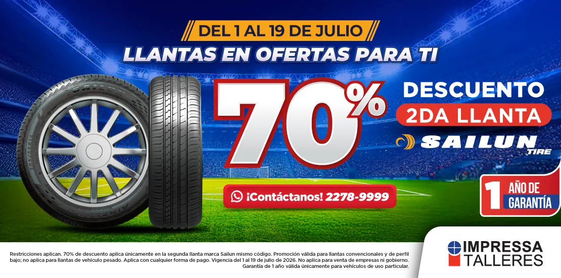 PROMOCIÓN 70% DE DESCUENTO EN LA SEGUNDA LLANTA SAILUN