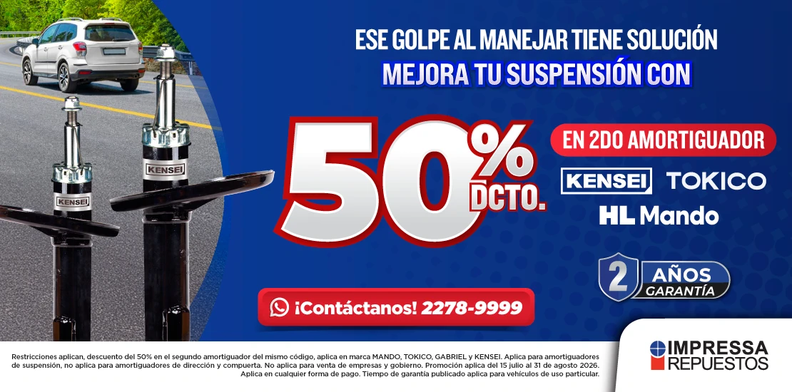 Promoción 50% en el segundo amortiguador HL MANDO, KENSEI, GABRIEL Y TOKICO