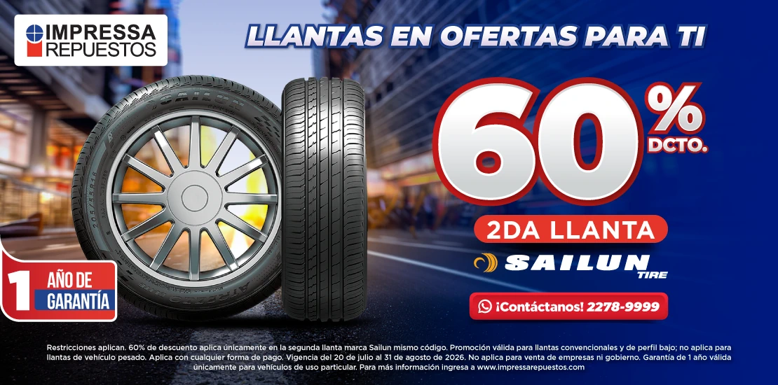 PROMOCIÓN 60% EN TU SEGUNDA LLANTA SAILUN