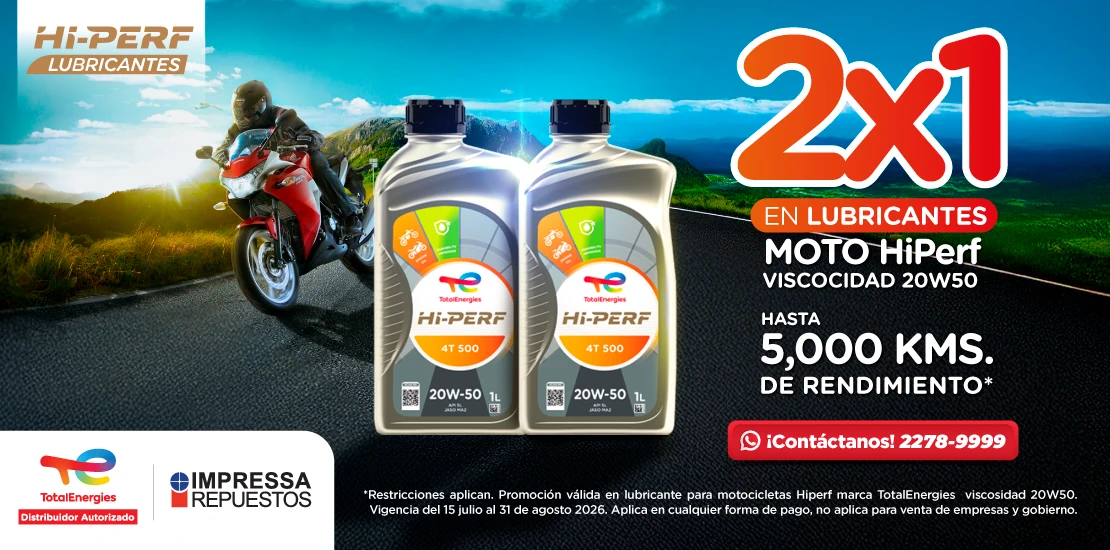 PROMOCIÓN EN LUBRICANTES DE MOTO HiPerf 2X1 VISCOSIDAD 20W50