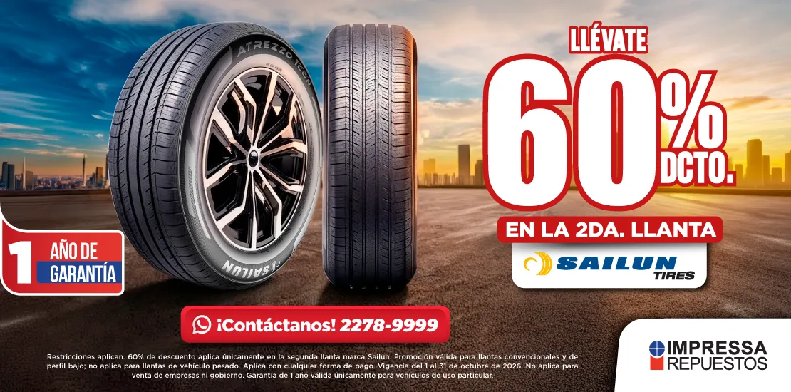 PROMOCIÓN 60% DE DESCUENTO EN TU SEGUNDA LLANTA SAILUN