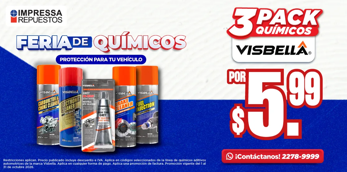 PROMOCIÓN 3 PACK EN QUÍMICOS VISBELLA POR $5.99