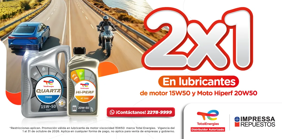 PROMOCIÓN 2X1 EN LUBRICANTES DE MOTO TOTALENERGIES VISCOSIDAD 20W50 Y 15W50