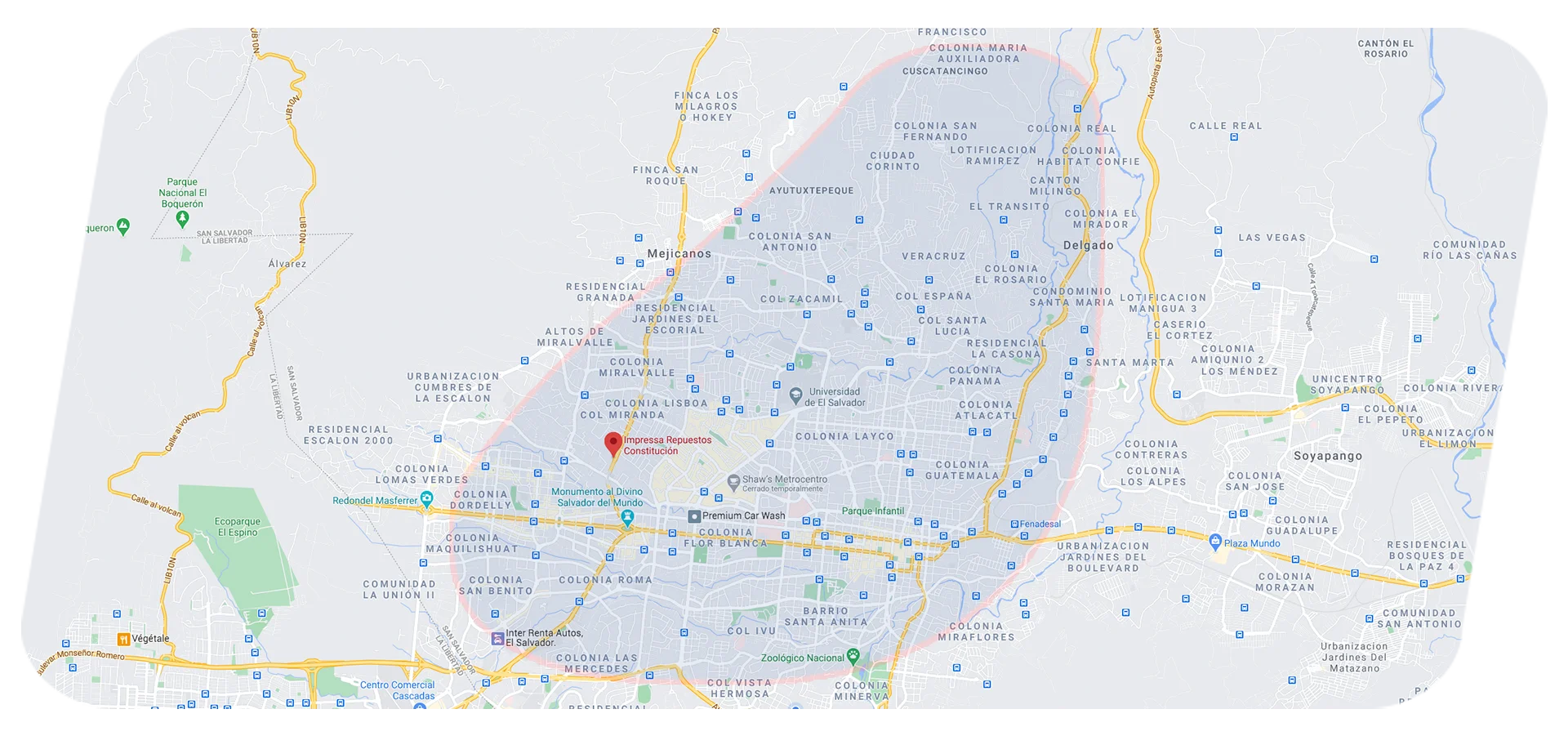 Mapa de cobertura de Batería Express