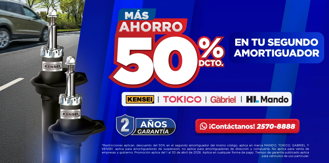 PROMOCIÓN 50% DCTO EN EL SEGUNDO AMORTIGUADOR HL MANDO, KENSEI, TOKICO Y GABRIEL