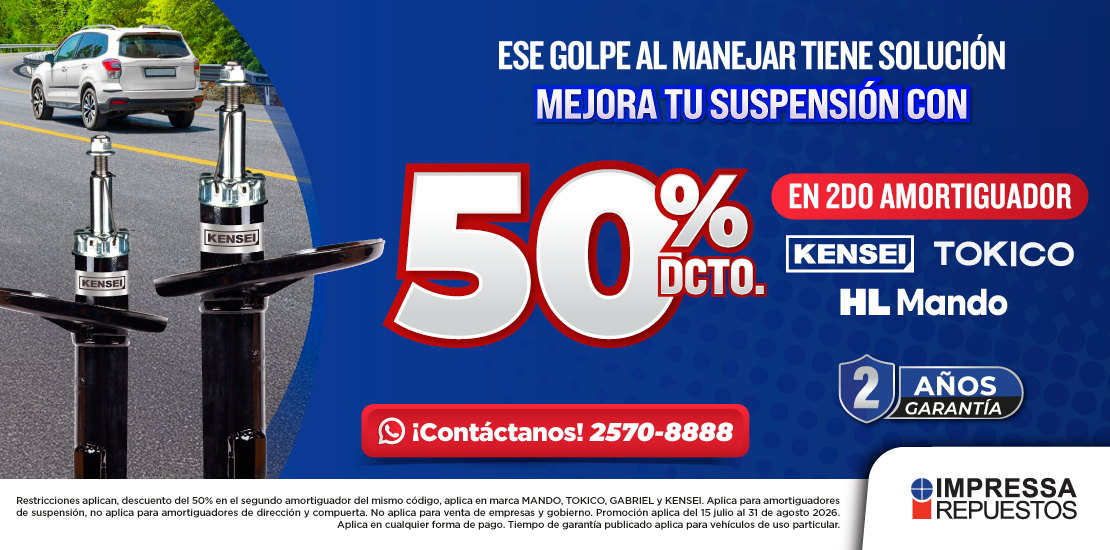Promoción 50% en el segundo amortiguador HL MANDO, KENSEI, GABRIEL Y TOKICO