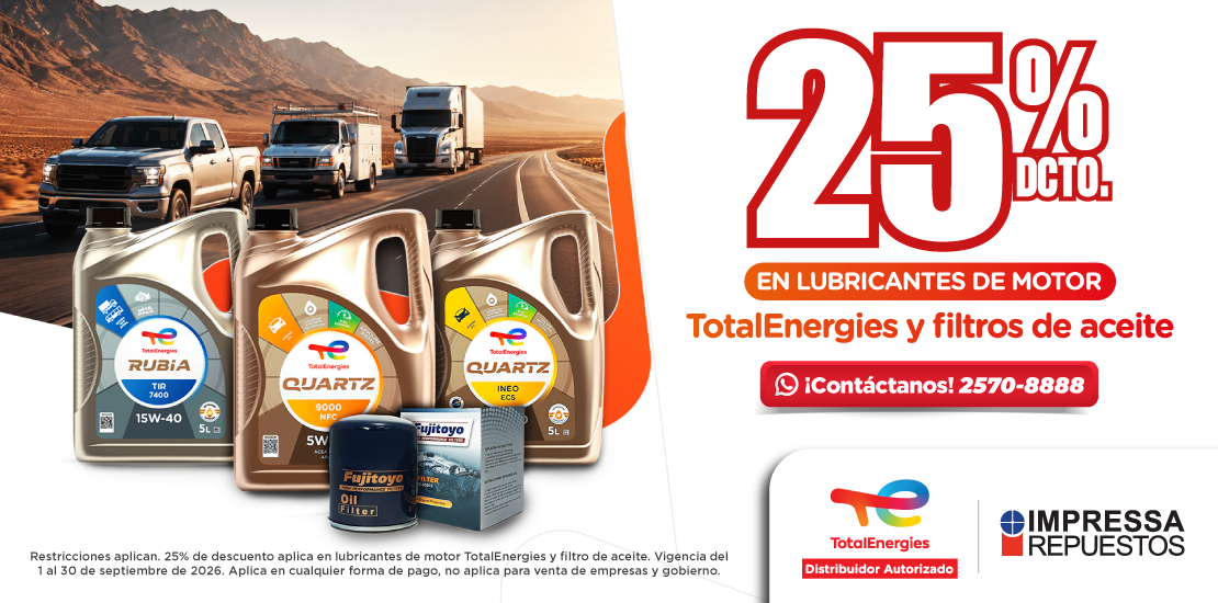 25% DE DESCUENTO EN LUBRICANTES DE MOTOR QUARTZ TOTALENERGIES