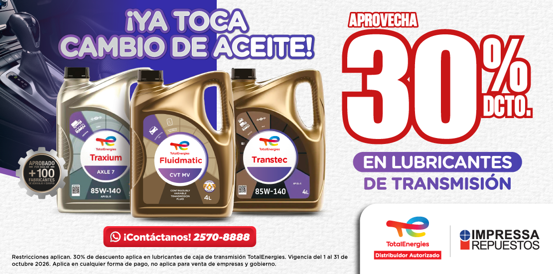 PROMOCIÓN 30% DE DESCUENTO EN LUBRICANTES DE TRANSMISIÓN TOTALENERGIES