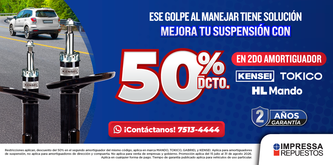 Promoción 50% en el segundo amortiguador HL MANDO, KENSEI, GABRIEL Y TOKICO