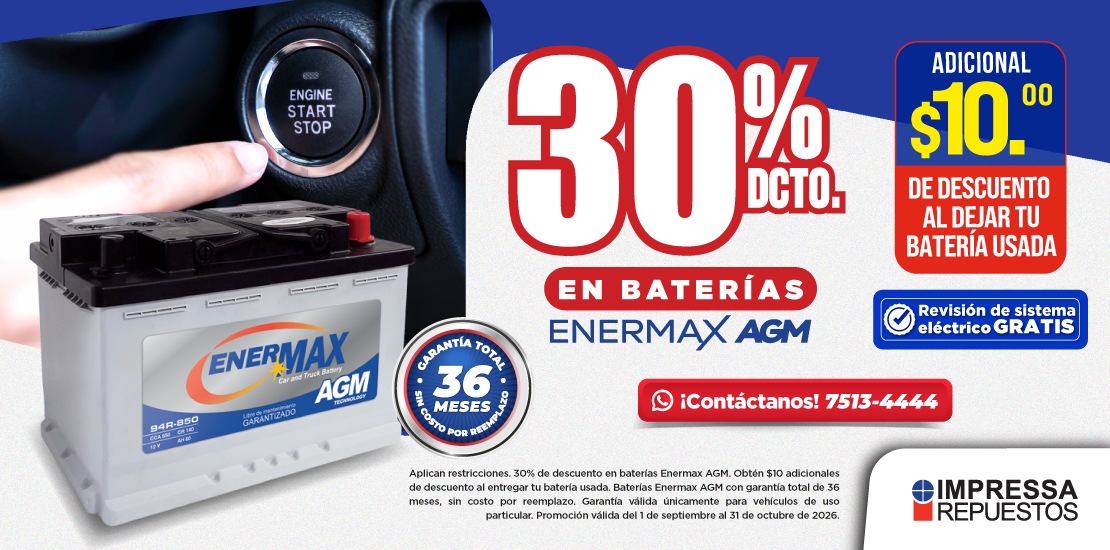 PROMOCIÓN 30% DE DESCUENTO EN BATERÍAS ENERMAX AGM